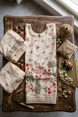 Peach designer chinon palazzo suit set 3