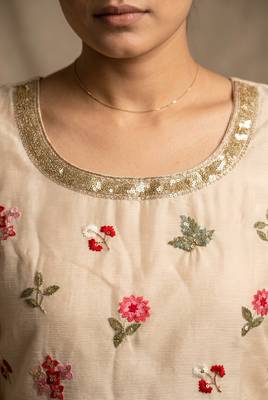 Peach designer chinon palazzo suit set 4