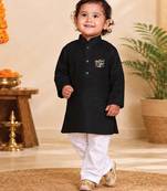 Boys black pure cotton father's day kurta pyjama set