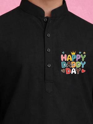 Boys black pure cotton father's day kurta pyjama set 2