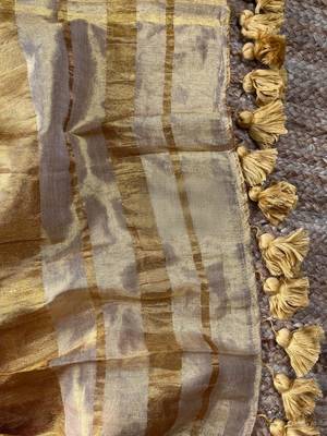 New Designer Premium Tissue Women's Saree With Blouse Set 3