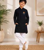 Boys black pure cotton father's day kurta pyjama set