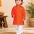 Boys orange pure cotton father's day kurta pyjama set