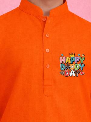 Boys orange pure cotton father's day kurta pyjama set 2