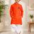 Boys orange pure cotton father's day kurta pyjama set