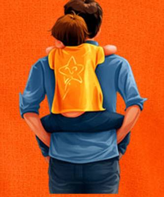 Boys orange pure cotton father's day kurta pyjama set 2