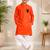 Boys orange pure cotton father's day kurta pyjama set