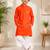 Boys orange pure cotton father's day kurta pyjama set