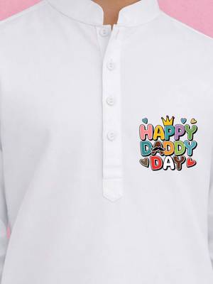 Boys white pure cotton father's day kurta pyjama set 2