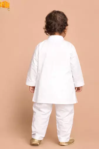 Boys white pure cotton father's day kurta pyjama set