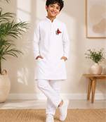 Boys white pure cotton father's day kurta pyjama set