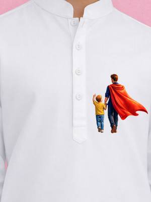 Boys white pure cotton father's day kurta pyjama set 2
