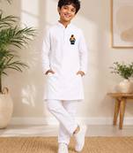 Boys white pure cotton father's day kurta pyjama set