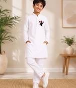 Boys white pure cotton father's day kurta pyjama set