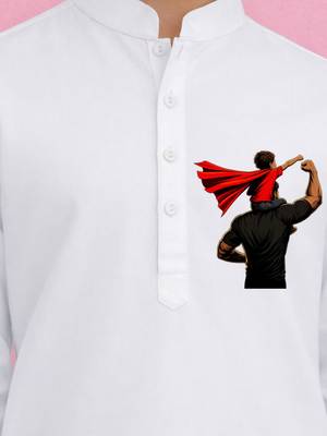 Boys white pure cotton father's day kurta pyjama set 2