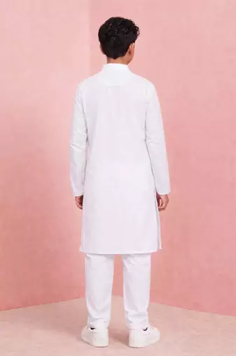 Boys white pure cotton father's day kurta pyjama set