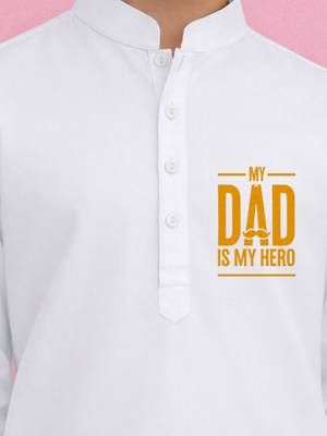 Boys white pure cotton father's day kurta pyjama set 2