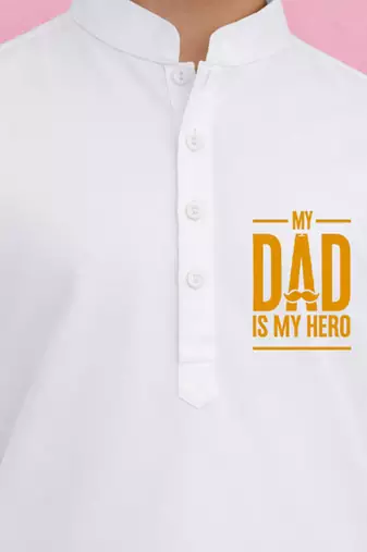 Boys white pure cotton father's day kurta pyjama set
