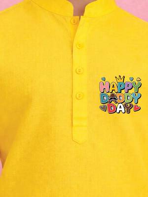Boys yellow pure cotton father's day kurta pyjama set 2