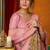 Baby pink cotton katha work & pum pum casual wear saree