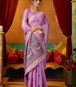Lavender cotton katha work & pum pum casual wear saree