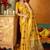 Yellow cotton katha work & pum pum casual wear saree