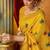 Yellow cotton katha work & pum pum casual wear saree