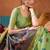 Pista cotton katha work & pum pum casual wear saree