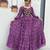 Navratri wear purple color bandhni printed gamathi & mirror work long flared gown full stitched.