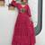 Navratri wear pink color bandhni printed gamathi & mirror work long flared gown full stitched.