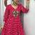 Navratri wear pink color bandhni printed gamathi & mirror work long flared gown full stitched.