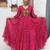 Navratri wear pink color bandhni printed gamathi & mirror work long flared gown full stitched.