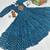 Navratri wear rama blue color bandhni printed gamathi & mirror work long flared gown full stitched.