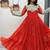 Navratri wear red color faux georgette  gamathi & kodi lace work long flared gown full stitched.