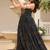 Navratri wear black color georgette bandhni print gamthi & mirror -codi lace work gown full stitched