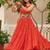 Navratri wear red color georgette bandhni print gamthi & mirror -codi lace work gown full stitched