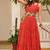 Navratri wear red color georgette bandhni print gamthi & mirror -codi lace work gown full stitched