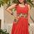 Navratri wear red color georgette bandhni print gamthi & mirror -codi lace work gown full stitched