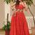 Navratri wear red color georgette bandhni print gamthi & mirror -codi lace work gown full stitched