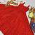 Navratri wear red color georgette bandhni print gamthi & mirror -codi lace work gown full stitched