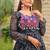 Navratri wear black color georgette bandhni print gamthi & mirror -codi lace work gown full stitched