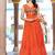 Navratri wear orange georgette bandhni print gamthi & mirror -codi lace work gown