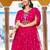 Navratri wear pink color georgette bandhni print gamthi & mirror -codi lace work gown full stitched