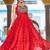 Navratri wear red color georgette bandhni print gamthi & mirror -codi lace work gown full stitched