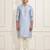 Boys aqua silk blend jacquard kurta pyjama set