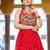 Navratri wear red color georgette bandhni print gamthi & mirror -codi lace work gown full stitched