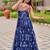 Navratri wear blue color georgette printed gamthi & mirror -codi lace work gown full stitched