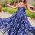 Navratri wear blue color georgette printed gamthi & mirror -codi lace work gown full stitched