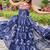 Navratri wear blue color georgette printed gamthi & mirror -codi lace work gown full stitched