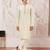 Boys cream silk blend jacquard kurta pyjama set